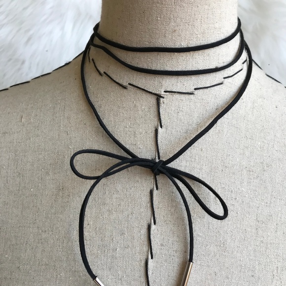 Boho leather wrap choker necklace with metal NWT! - Picture 3 of 6